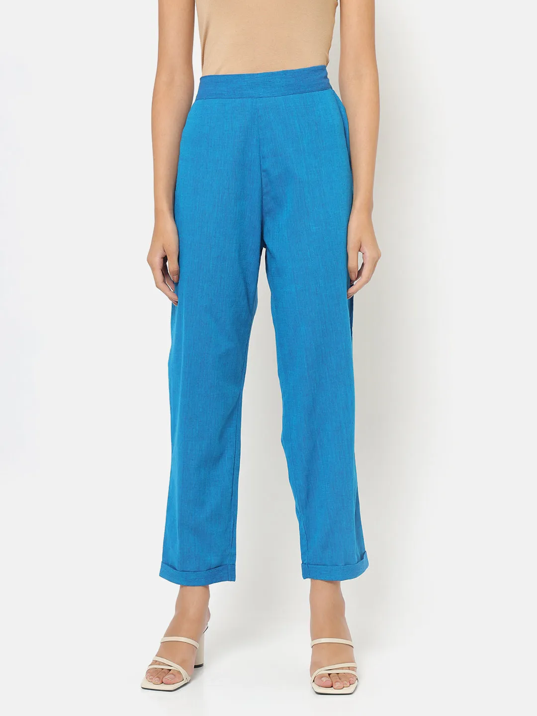 Weaves of South Blue Solid Trouser