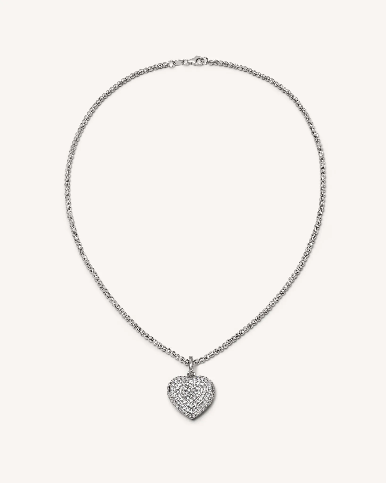 White Diamond Pavé Cuore Necklace 18k White Gold