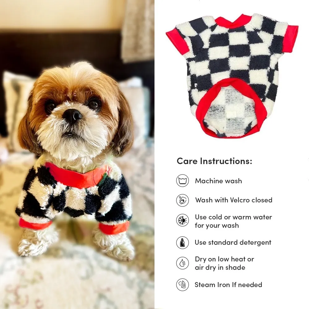 Woofiezz Soft & Cosy Checked Winter Sweater for Dogs and Cats (Red)