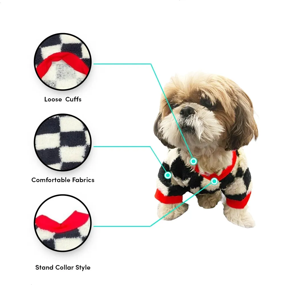 Woofiezz Soft & Cosy Checked Winter Sweater for Dogs and Cats (Red)